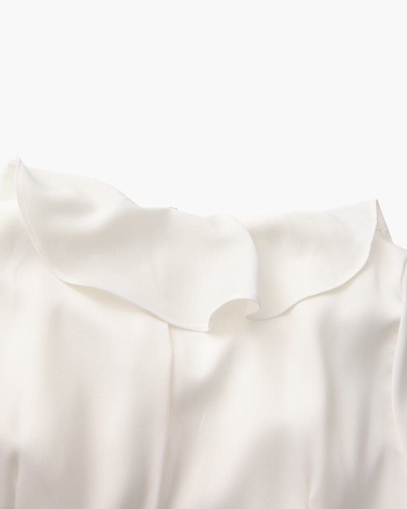 Midi-Kleid mit Rüschen und Perlmuttknöpfen