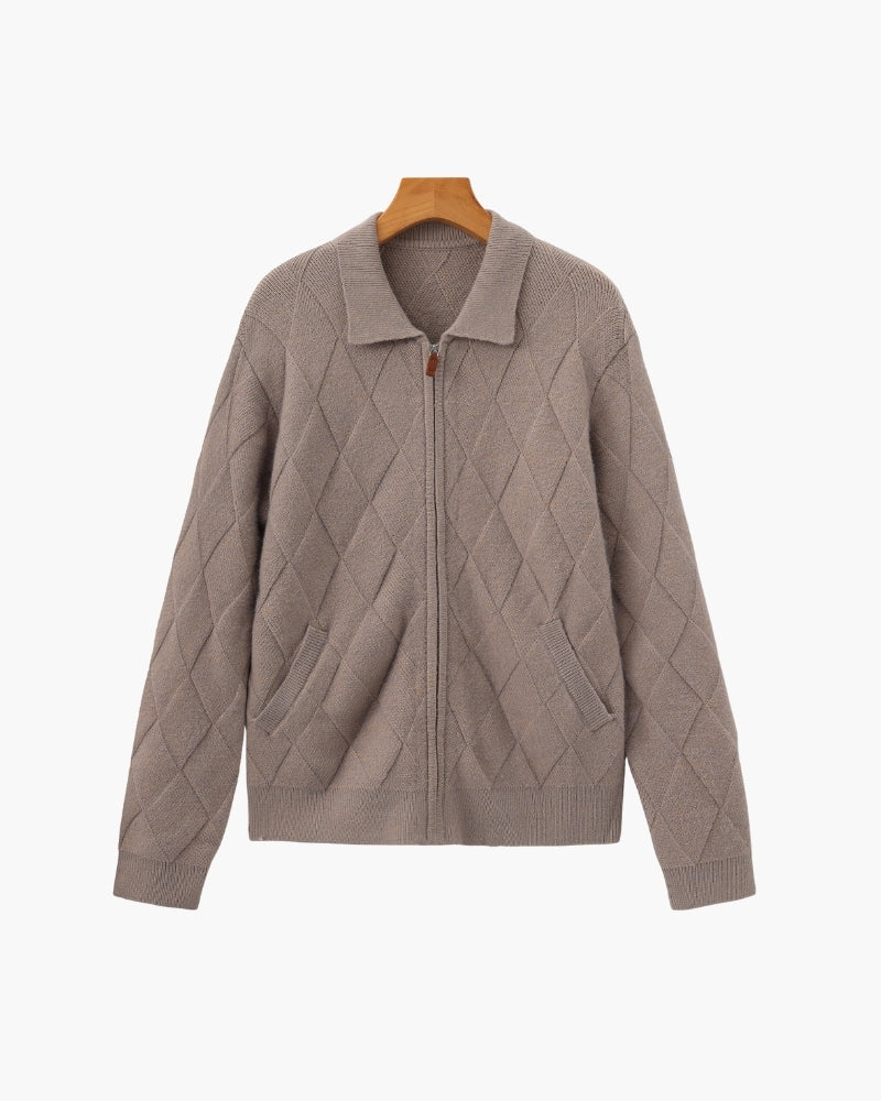 Strick-Cardigan mit Reißverschluss im Diamond-Heritage-Stil