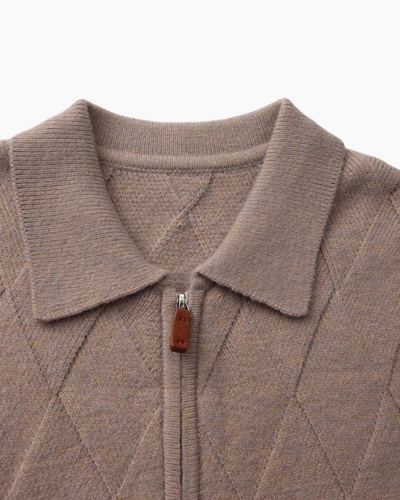 Strick-Cardigan mit Reißverschluss im Diamond-Heritage-Stil