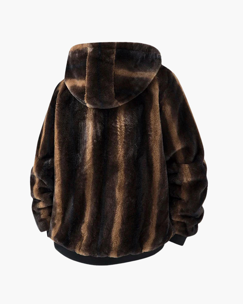 Herrenjacke mit Kapuze aus Kunstpelz