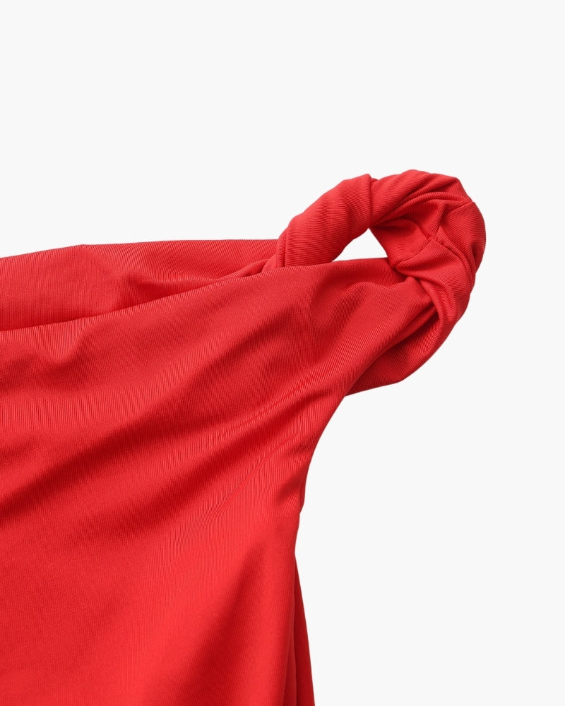 Langes Bodycon Kleid mit One Shoulder Design