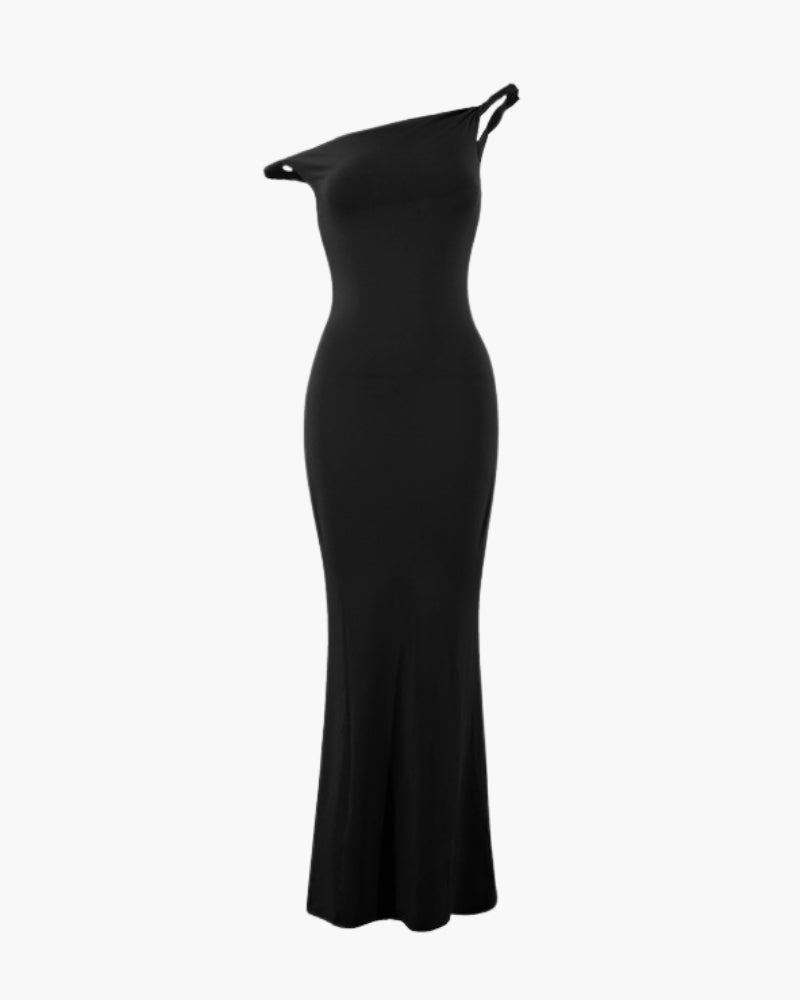 Langes Bodycon Kleid mit One Shoulder Design