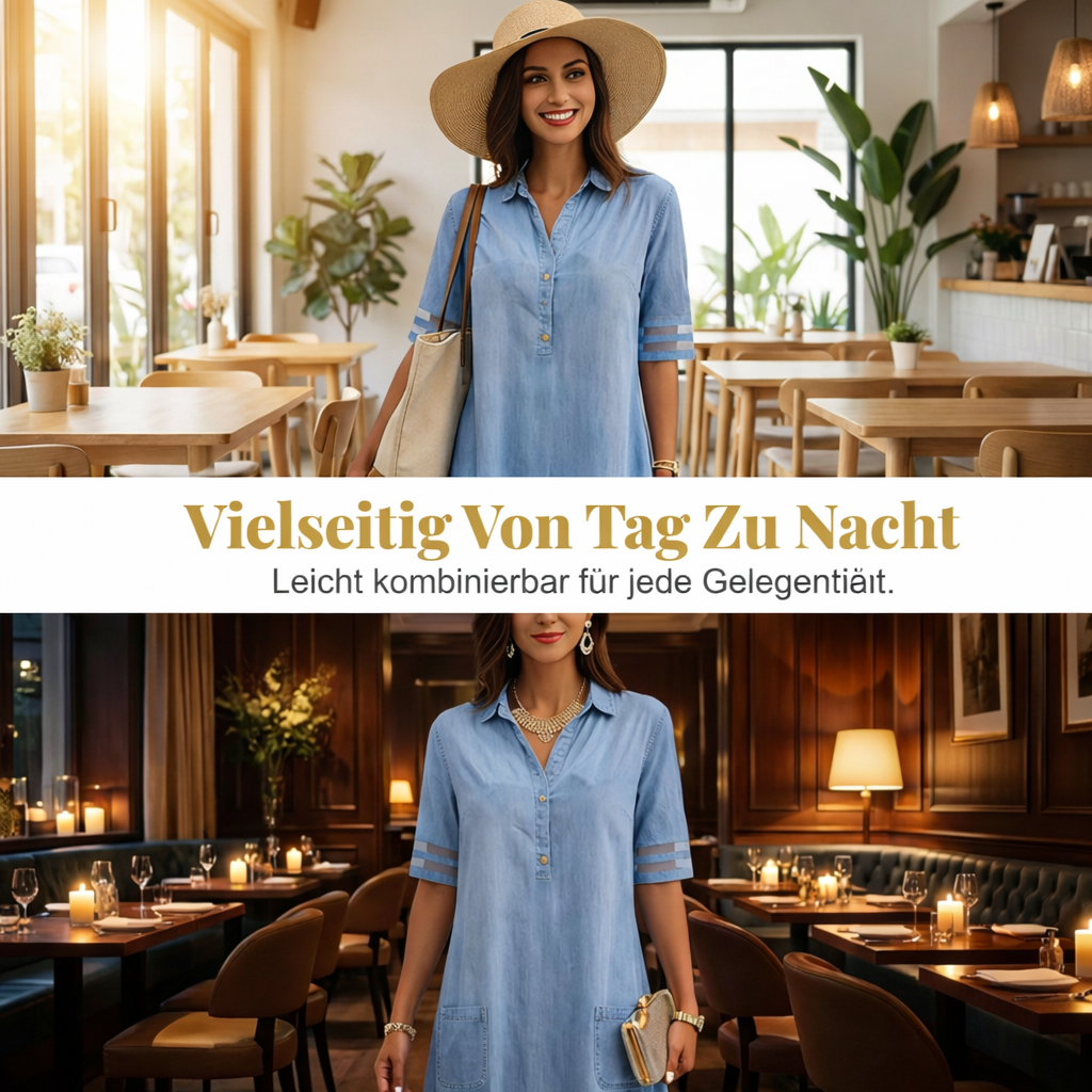 Blaues Denim-Minikleid mit Kragen | Lässig & Elegant