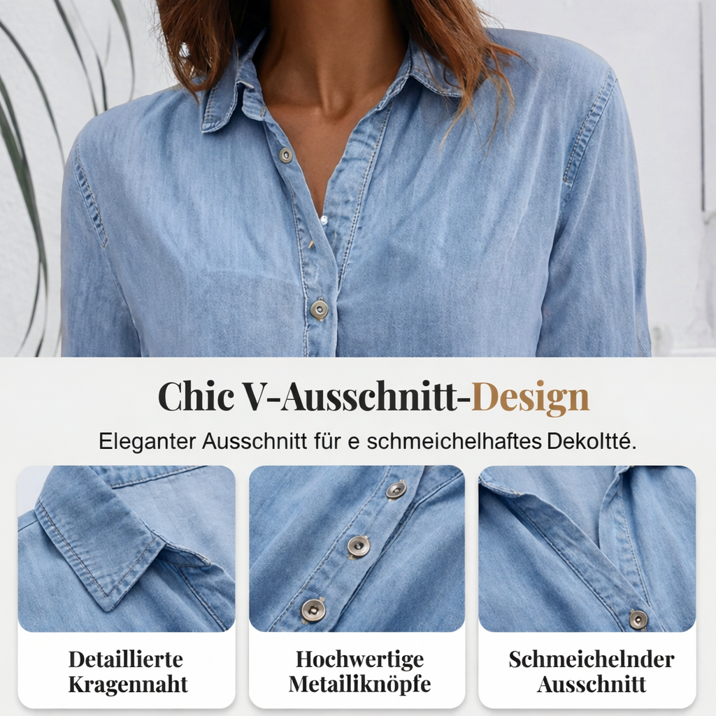 Blaues Denim-Minikleid mit Kragen | Lässig & Elegant