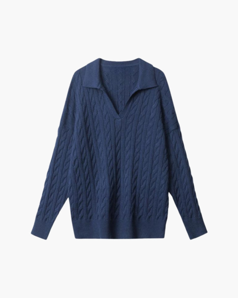 Schwarzer Premium-V-Pullover aus Wolle