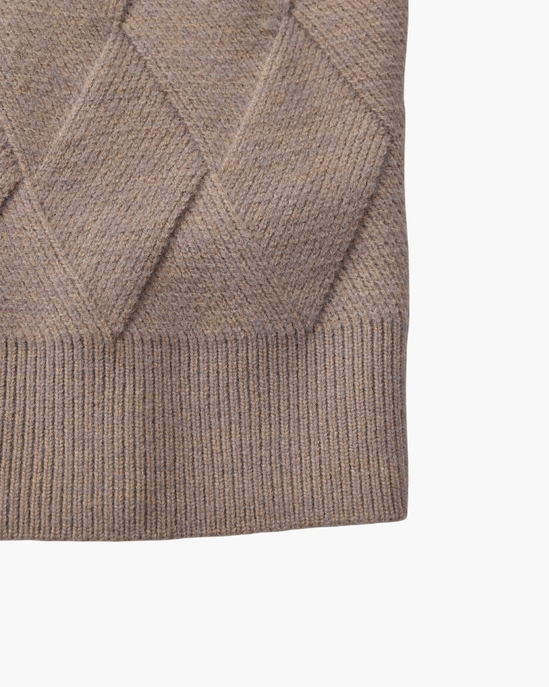 Rundhalspullover mit Diamantstrick