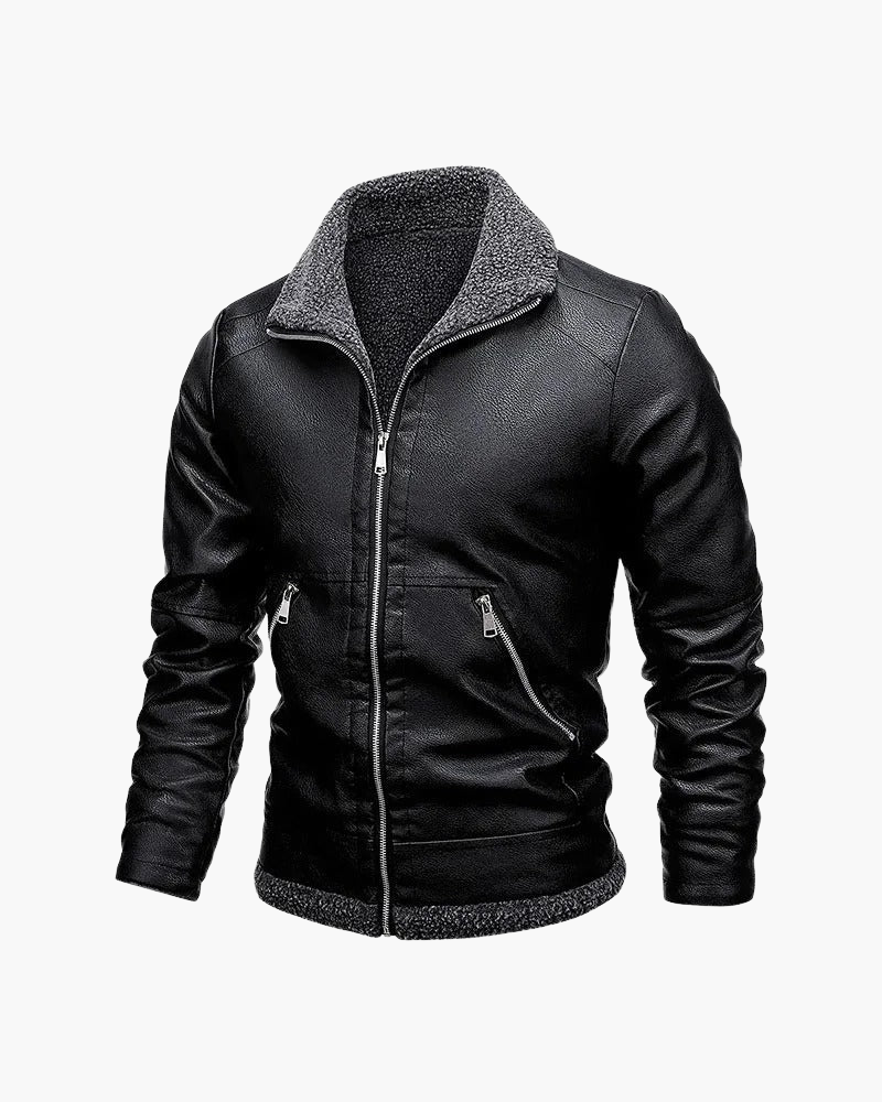Elegante Lederjacke mit Fleecefutter