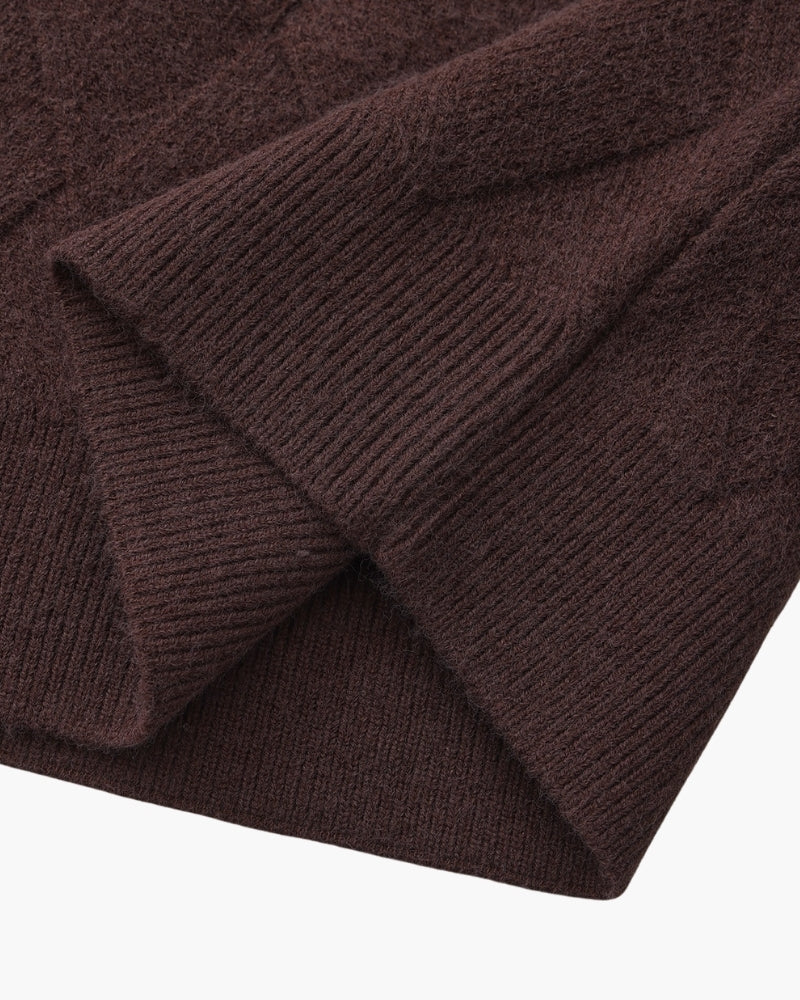 Rundhalspullover mit Diamantstrick