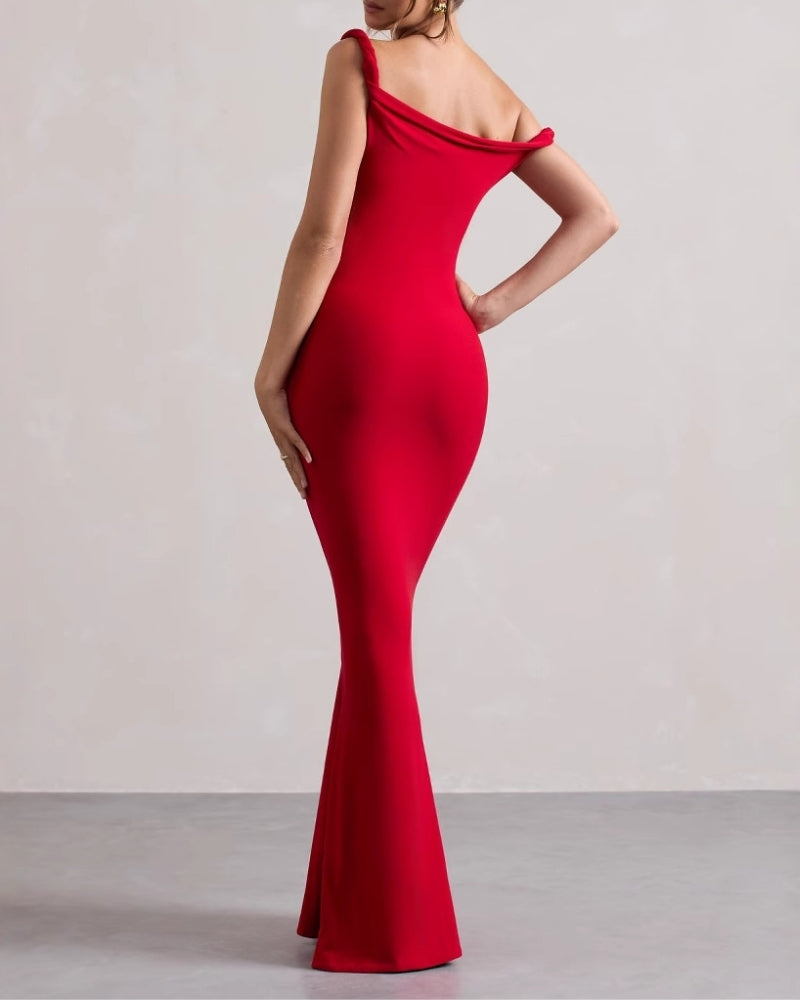 Langes Bodycon Kleid mit One Shoulder Design