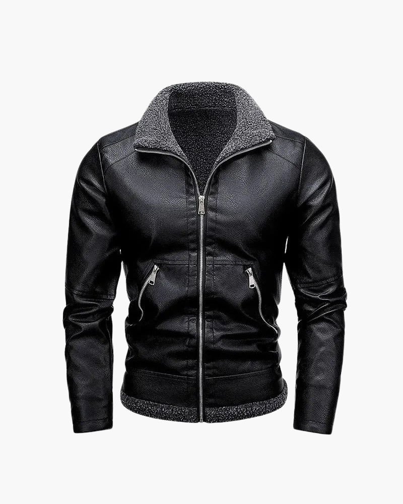 Elegante Lederjacke mit Fleecefutter