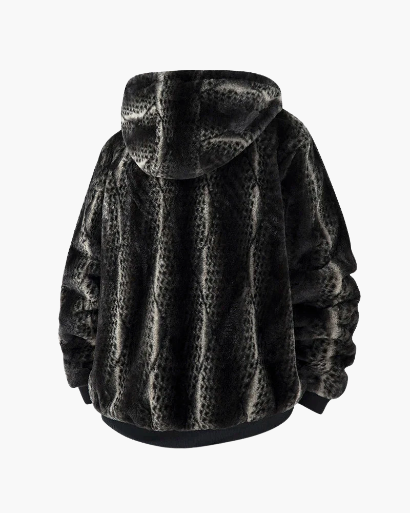 Herrenjacke mit Kapuze aus Kunstpelz