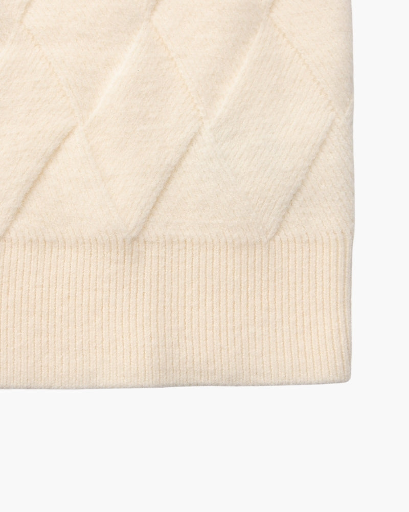 Rundhalspullover mit Diamantstrick