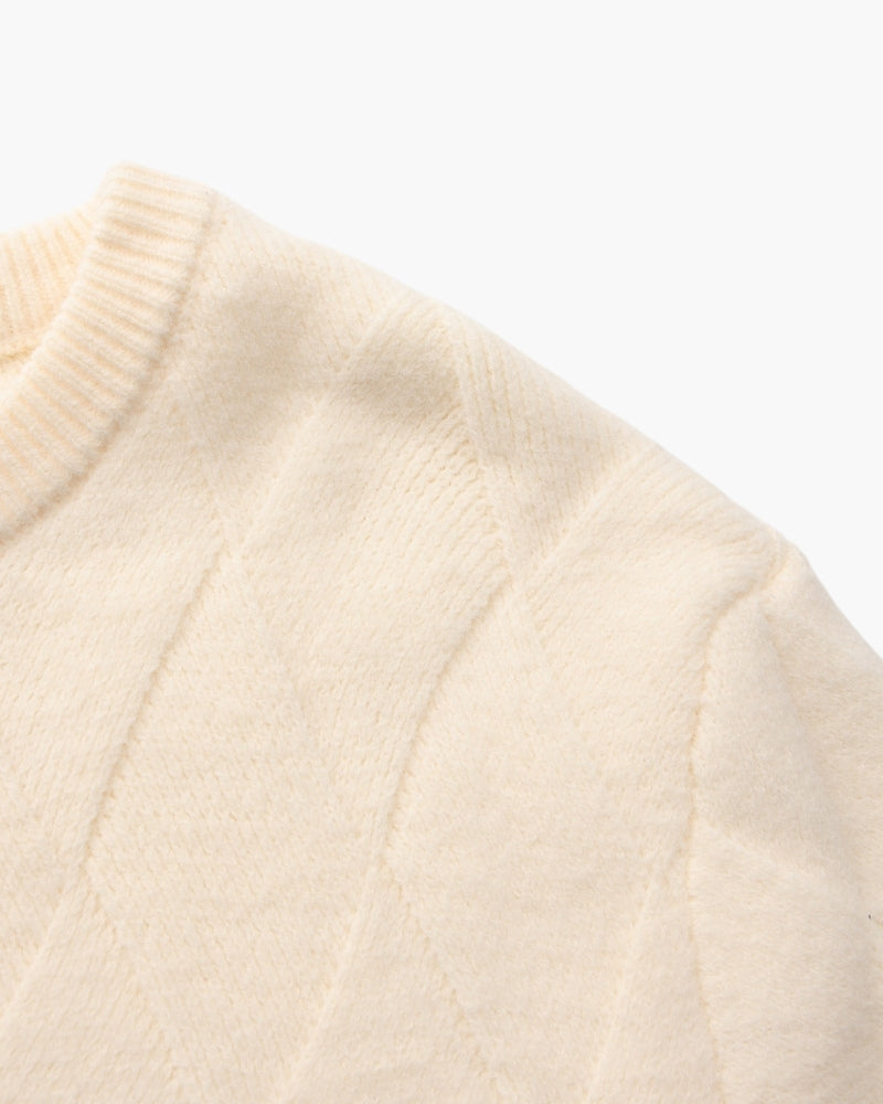 Rundhalspullover mit Diamantstrick