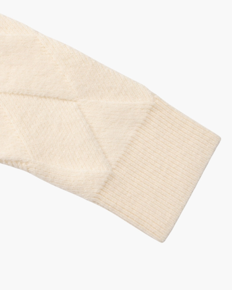 Rundhalspullover mit Diamantstrick