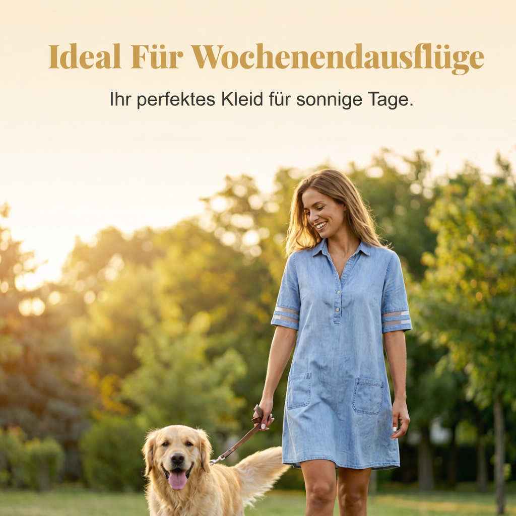 Blaues Denim-Minikleid mit Kragen | Lässig & Elegant