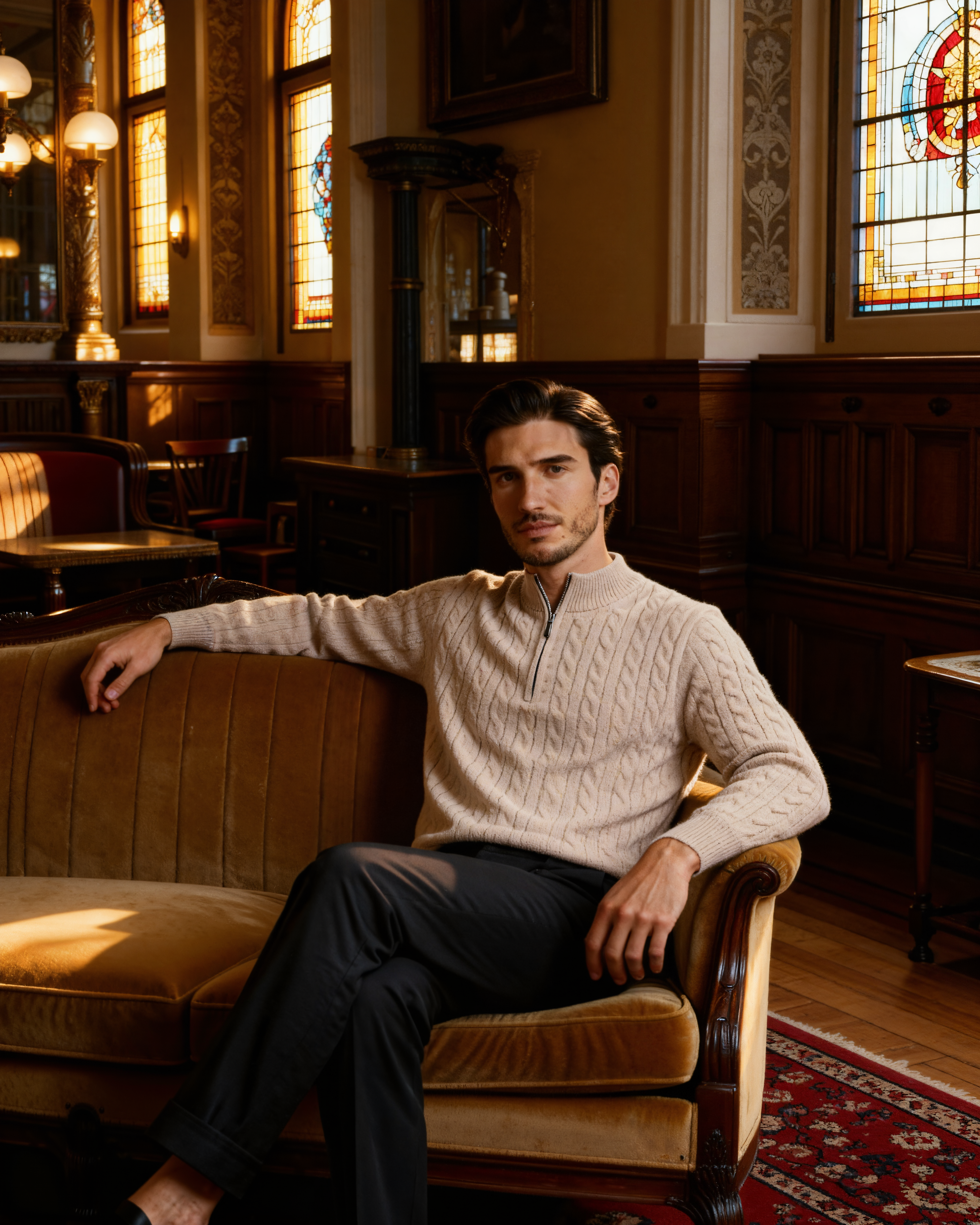 Gewebter Half-Zip-Pullover aus 100 % Kaschmir